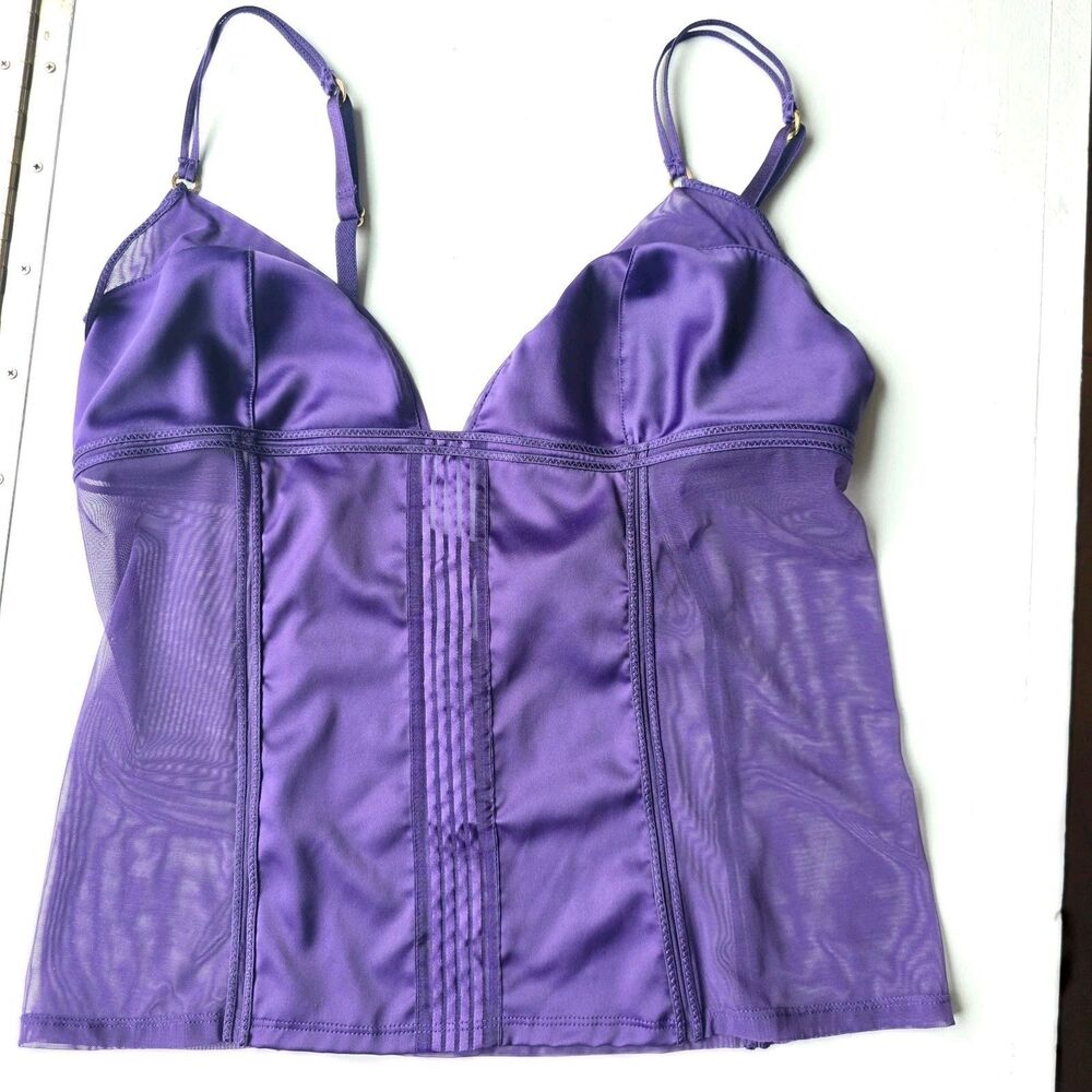 Victoria's Secret Dream Angels Camisole Tank Top Bra Mesh Purple LG  runs small